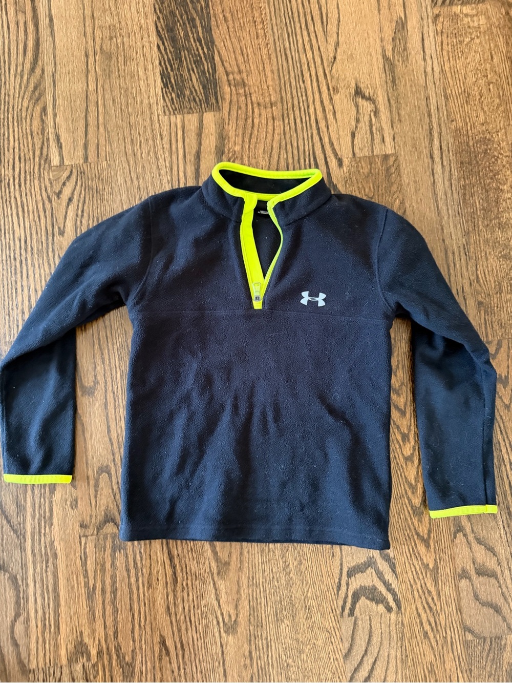 Under Armour Kids Black Fleece Quarter-Zip with Neon Yellow Trim